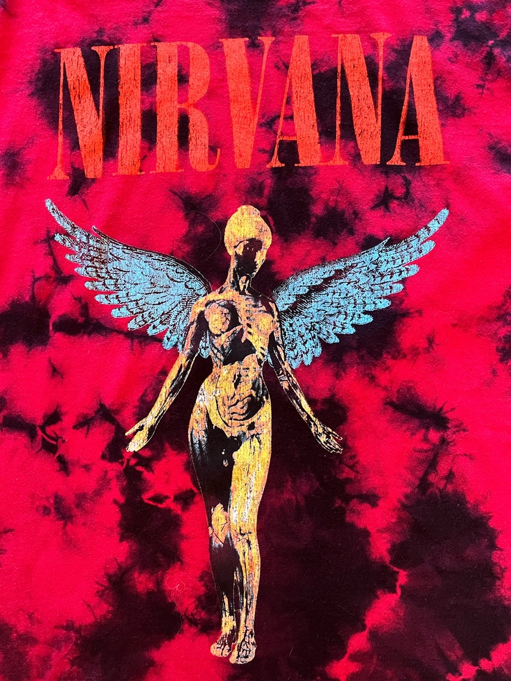 NIRVANA In Utero Black & Red Tie-Dye Graphic Tee